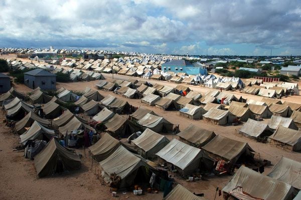 Mogadishu,Somalia-April, 30, 2013 :A general view of the tent camp where thousands of Somali immigrants on April 30, 2013, in Mogadishu,Somalia.
