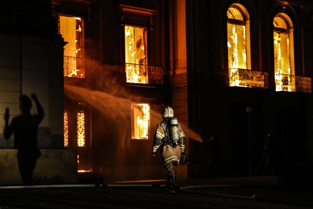 Fire Blazes At Iconic National Museum of Brazil