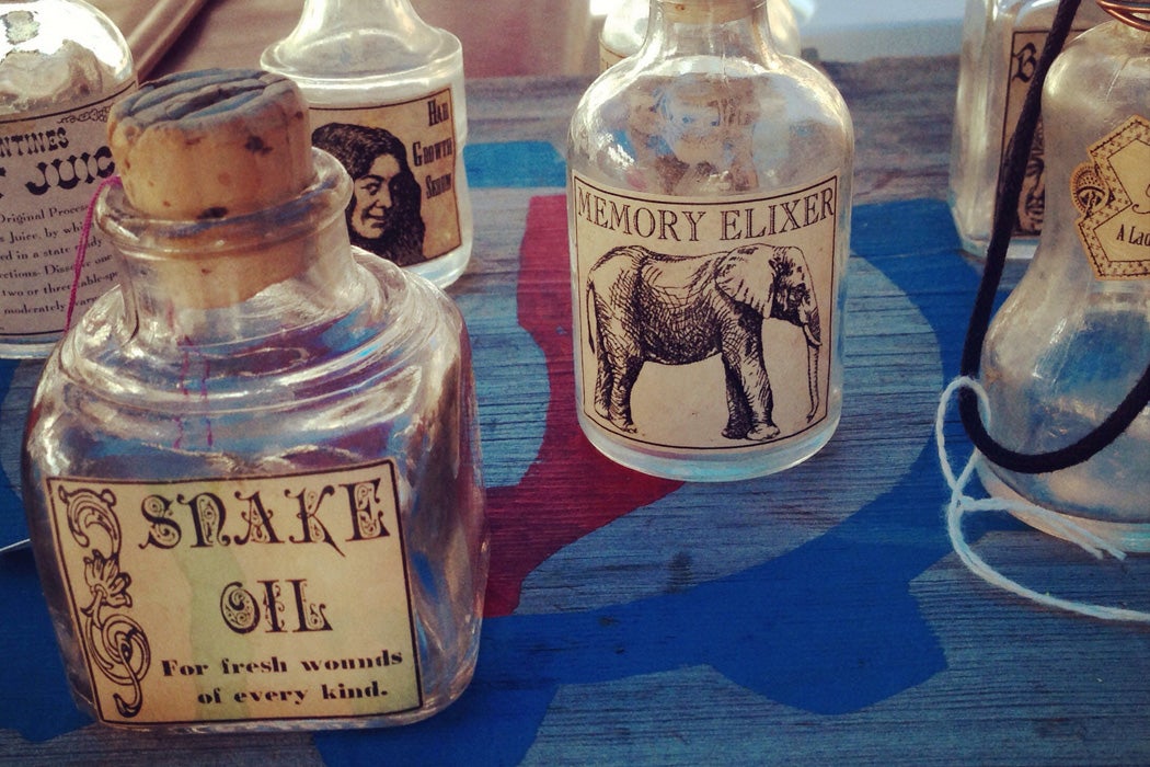 Glass bottles for snake oil and memory elixir