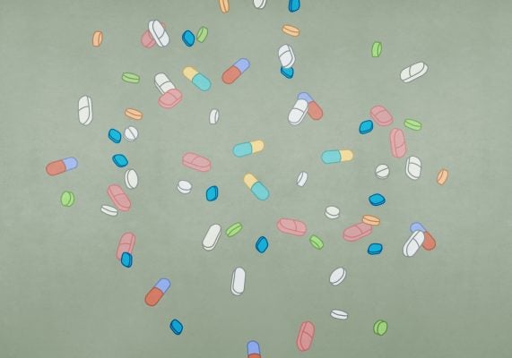 An illustration of vitamin pills