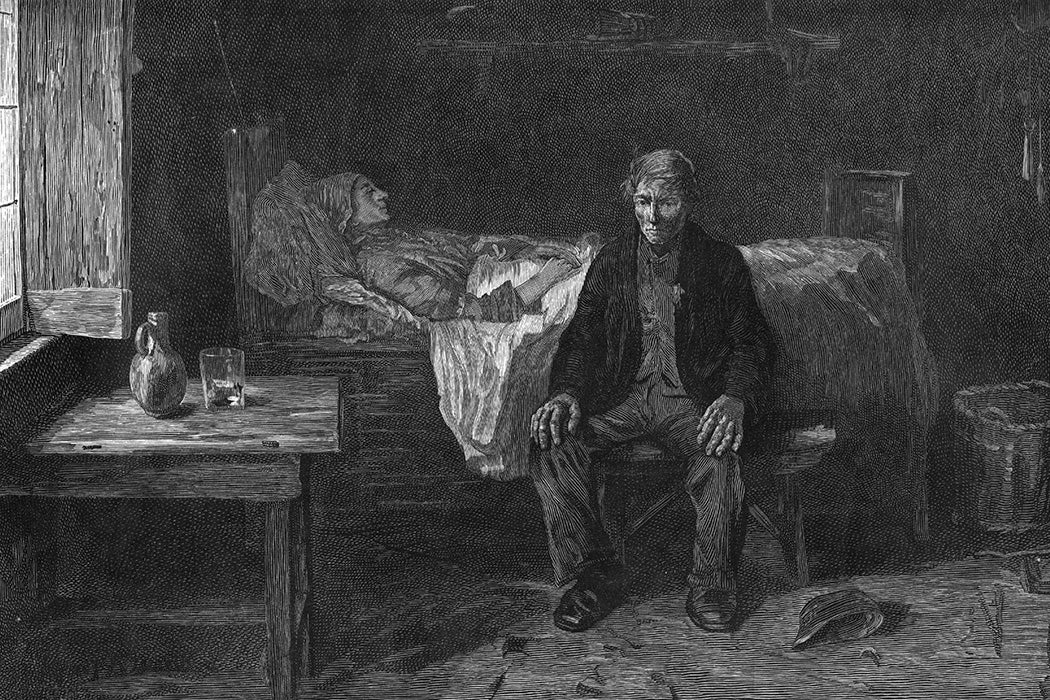 A man nursing a sick person, circa 1850