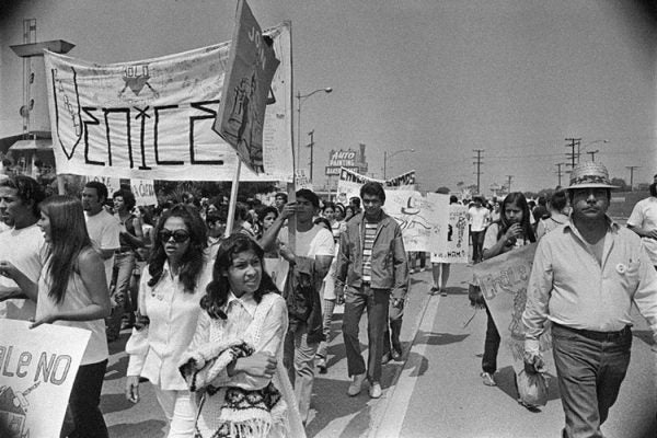 Chicano Moratorium Committee antiwar demonstrators, East Los Angeles, 1970