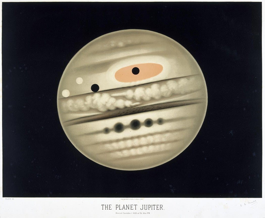 Colour lithograph of Jupiter, 1882