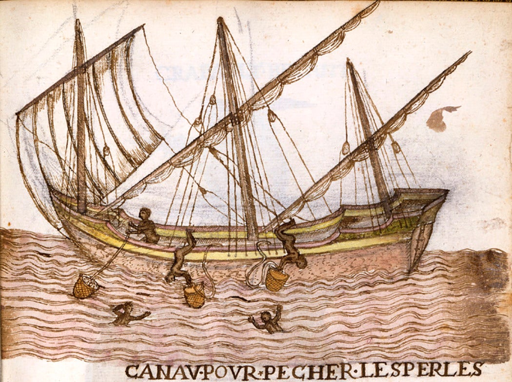 Illustration: Pearl Fishing, Margarita Island, Venezuela, 1560s-1570s.