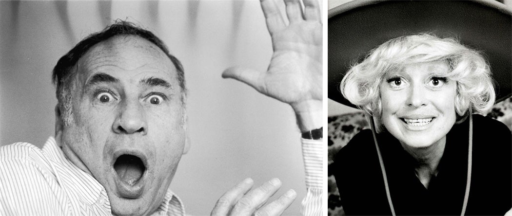 Mel Brooks (L) and Carol Channing (R)