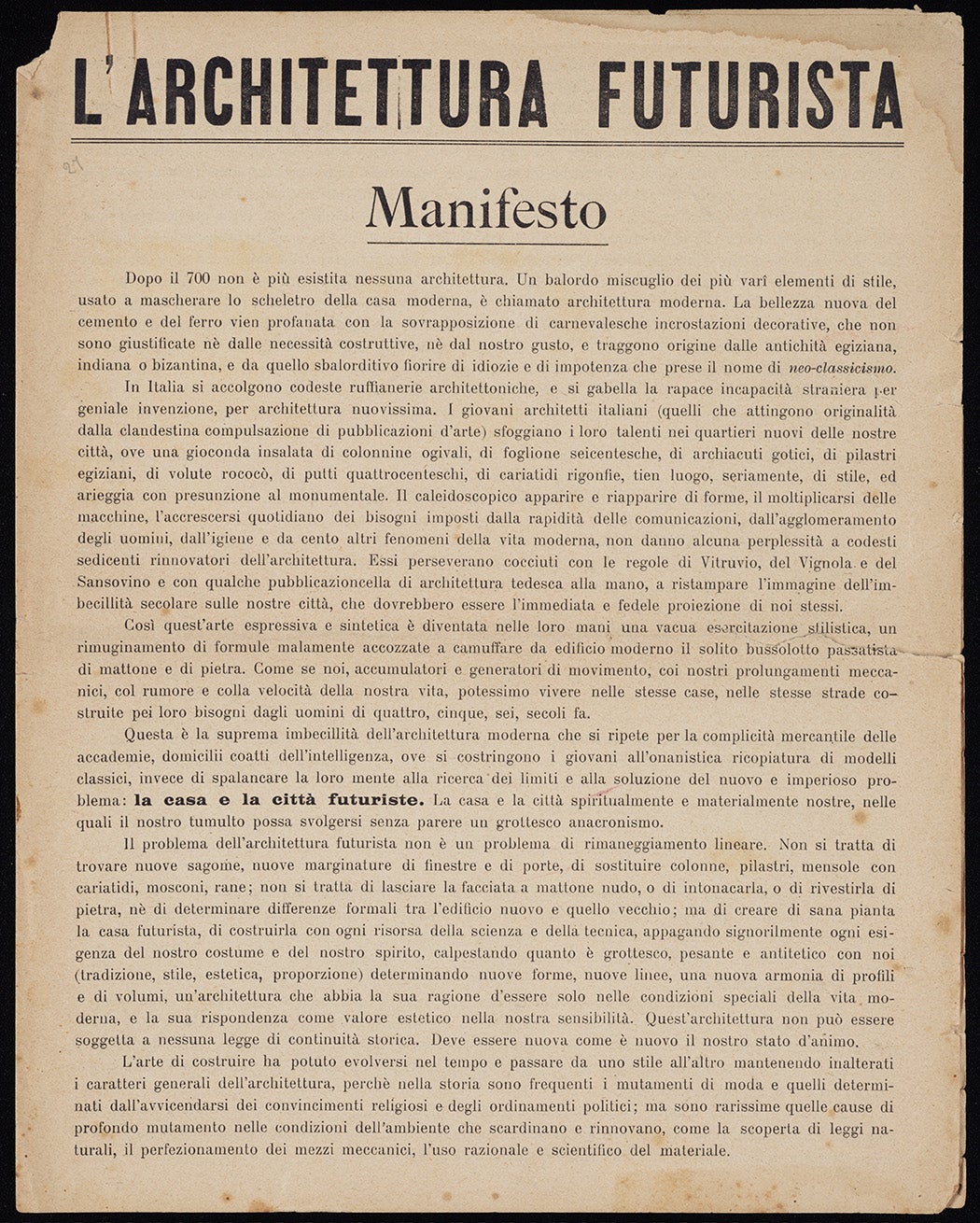 The Futurist Architecture Manifesto by Antonio Sant'Elia
