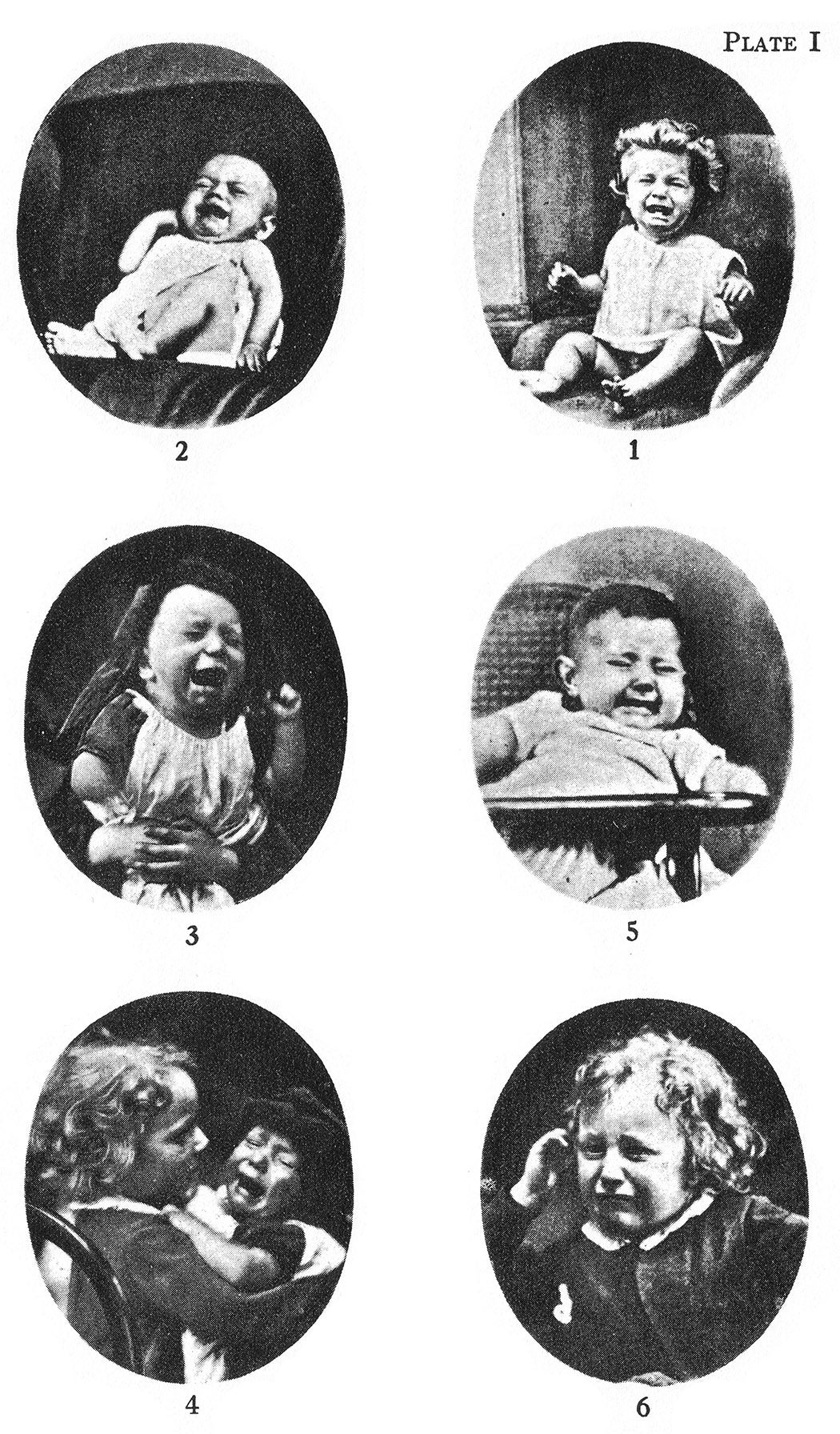 Plate I from Charles Darwin's The Expression of the Emotions in Man and Animals. From Chapter VI: SPECIAL EXPRESSIONS OF MAN: SUFFERING AND WEEPING.