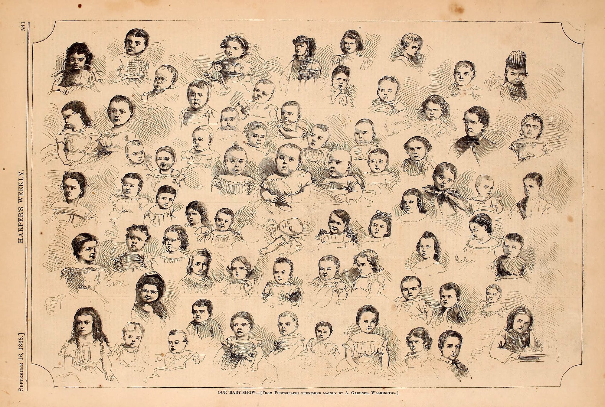 Harper's Weekly, 1865 baby Show illustration