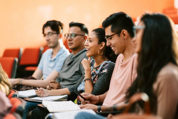 Students attending a lesson in lecture hall