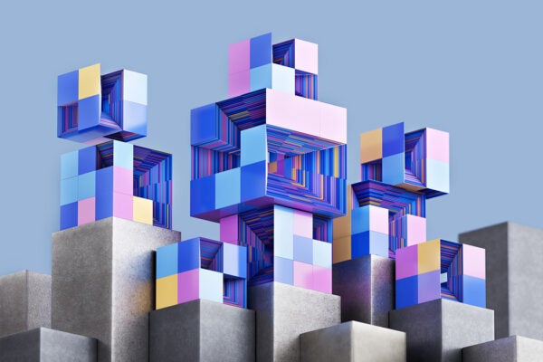 Digital generated image of futuristic cubes connecting.