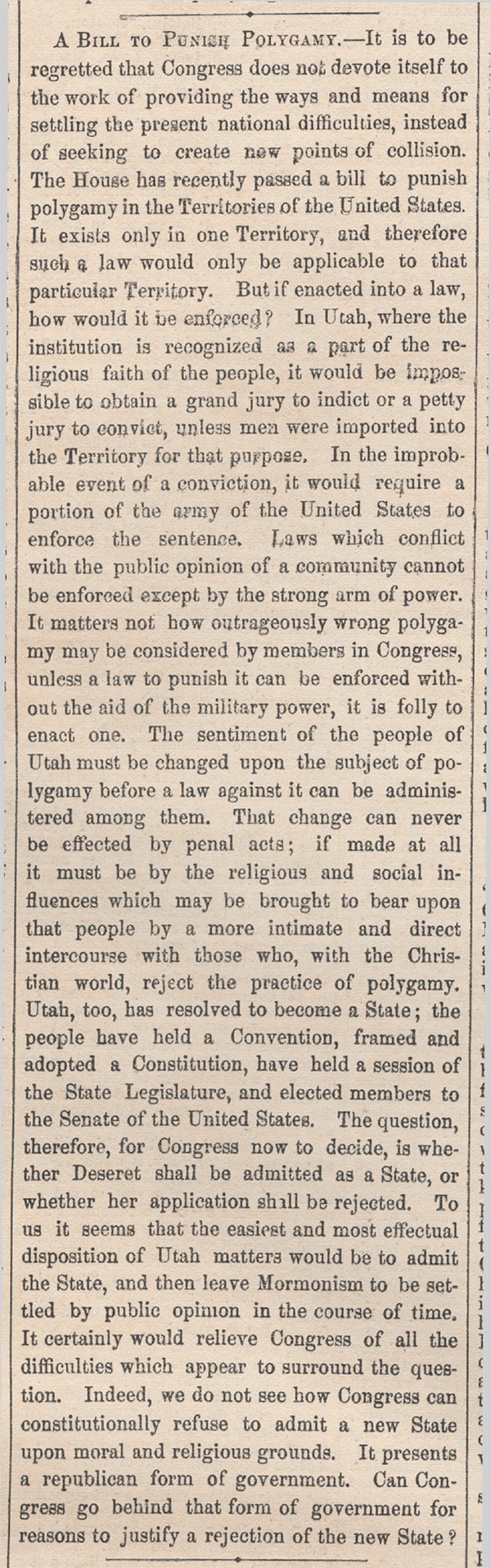 A Bill to Punish Polygamy