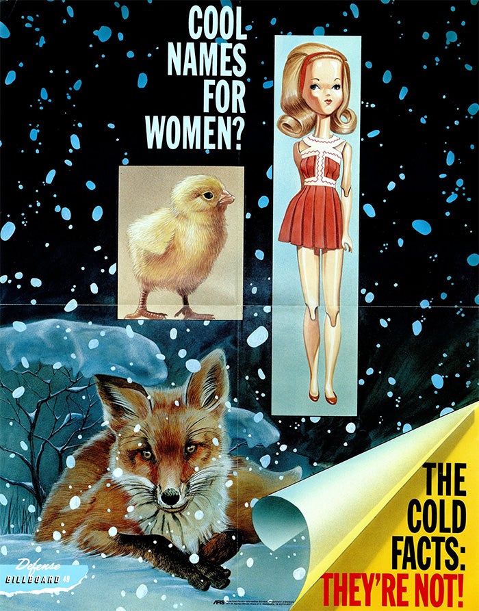 Poster: "Cool Names For Women?; The Cold Facts: They're Not" 