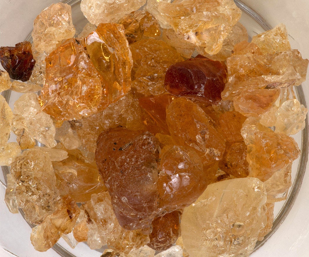Pieces of raw gum arabic