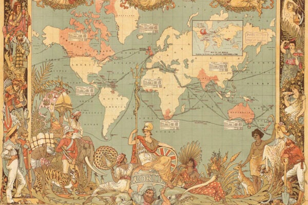 A map of the world showing the extent of the British Empire in 1886