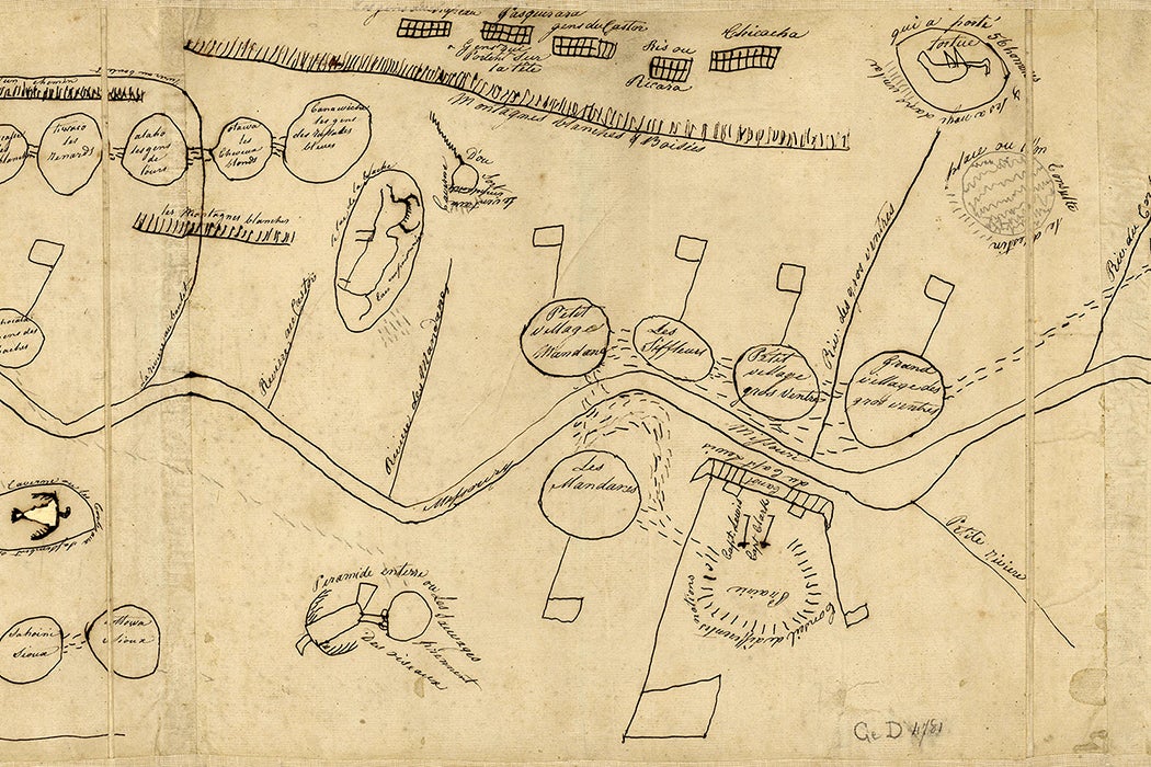 Ethnographic map of the Missouri Valley made by Inquidanecharo, great leader of the Ricara nation