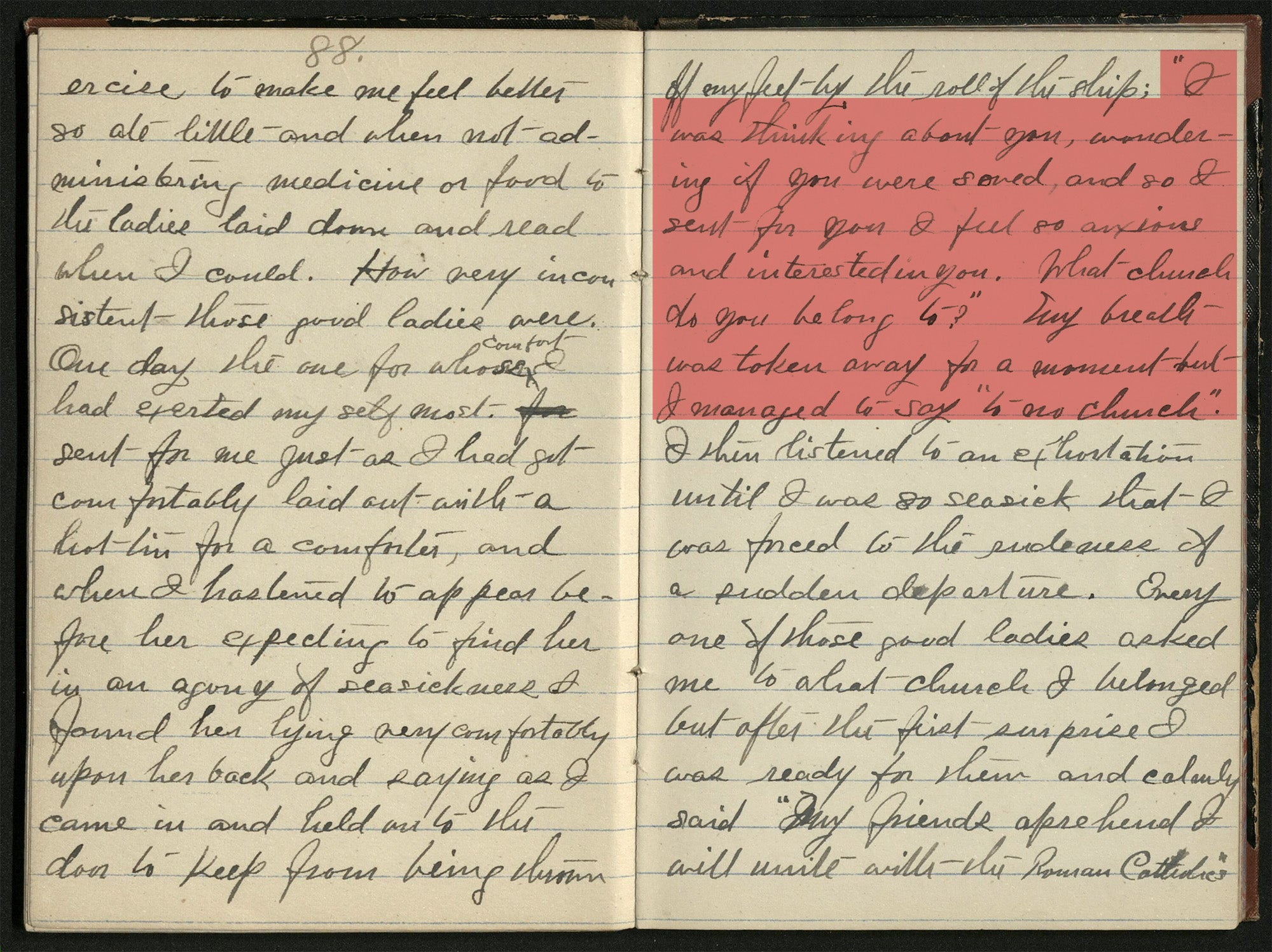 A page from Ella Sheldon's diary