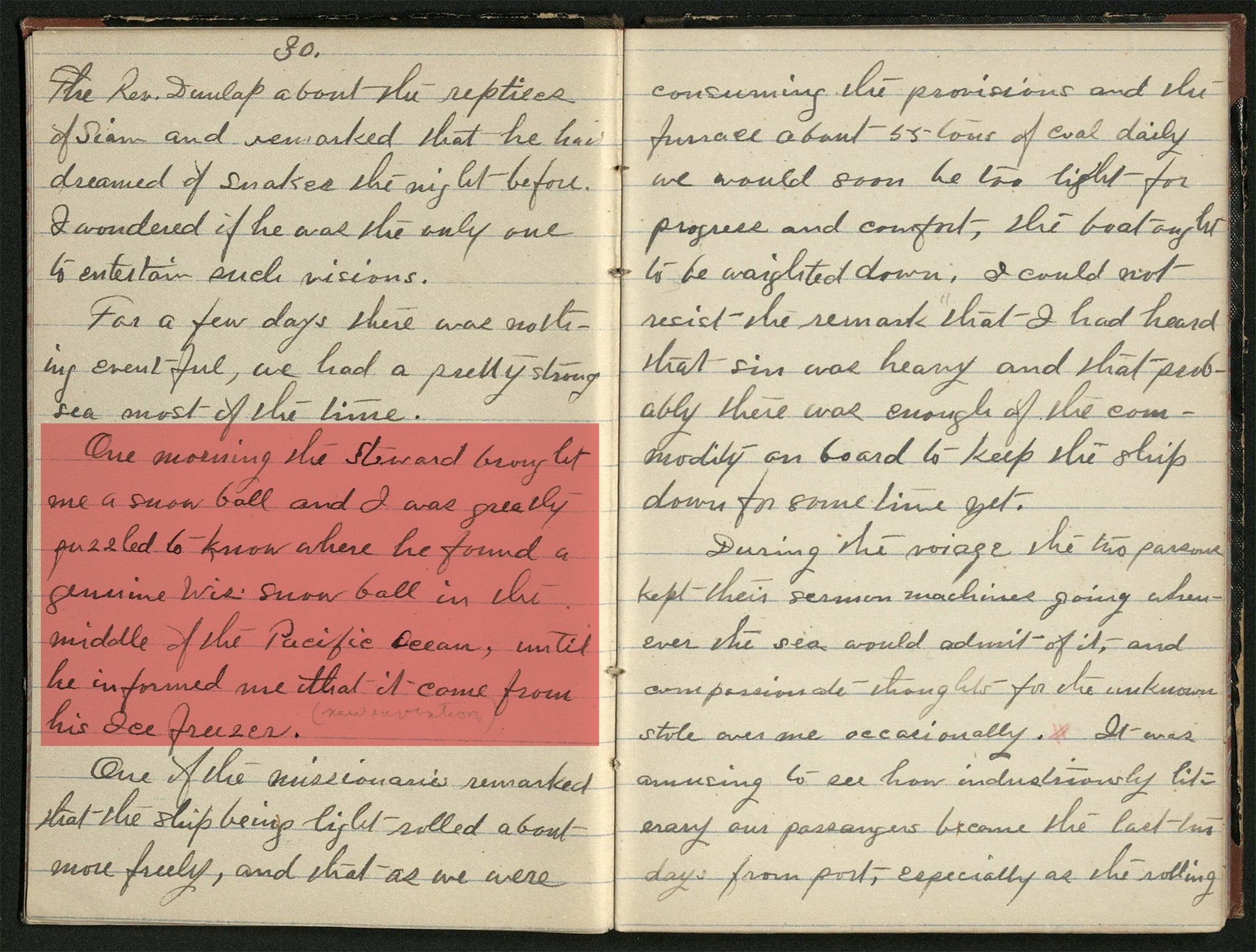 A page from Ella Sheldon's diary