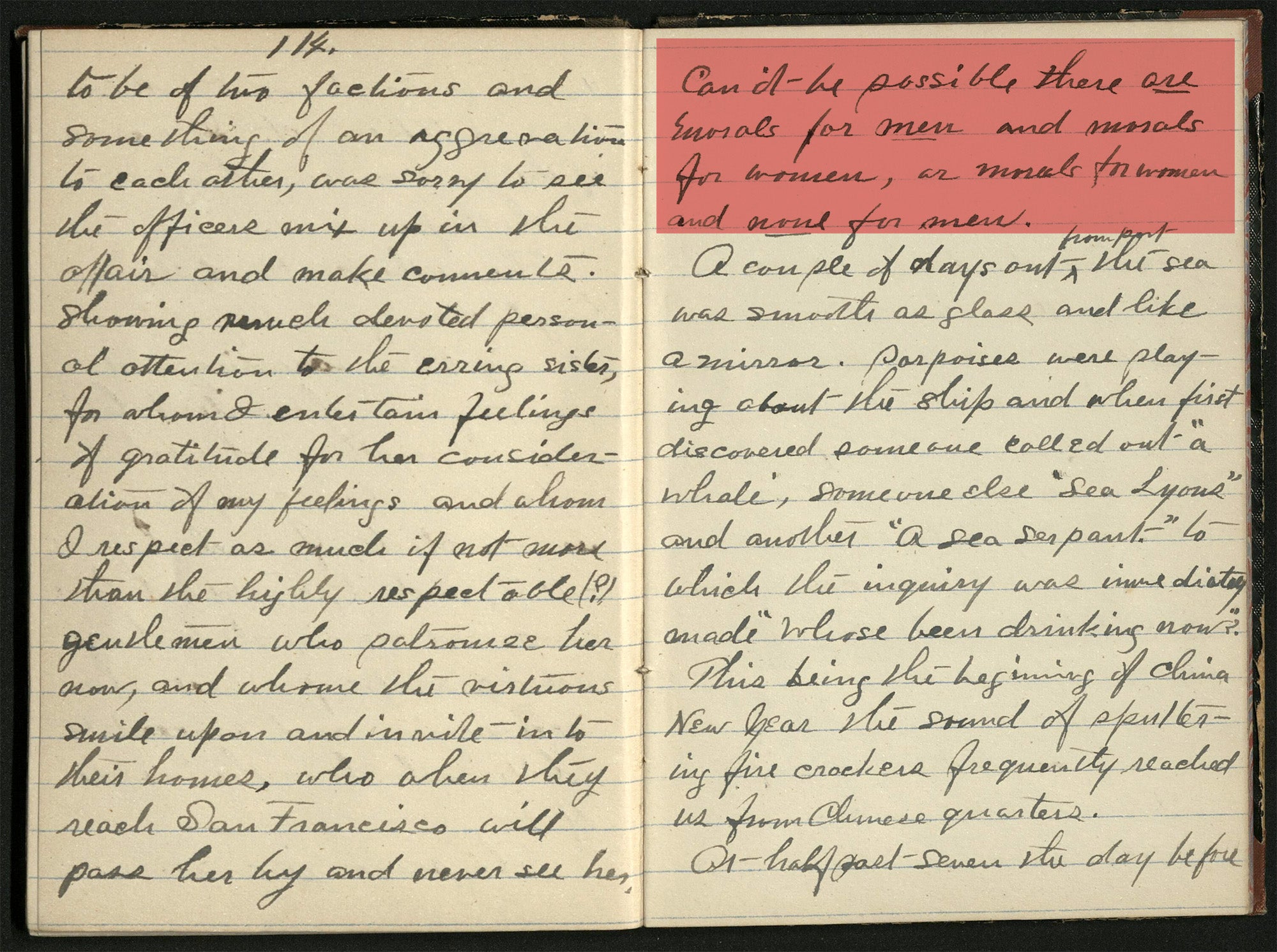 A page from Ella Sheldon's diary