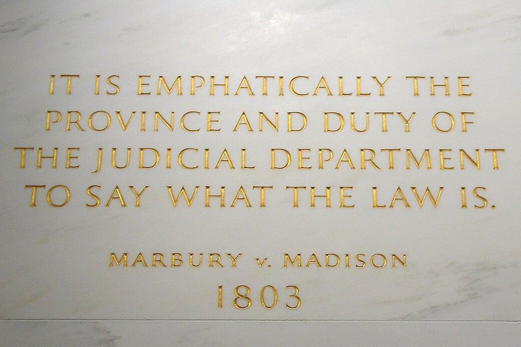 Plaque of Marbury v. Madison at SCOTUS Building