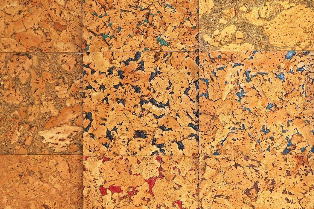Decorative tiles made from natural cork material