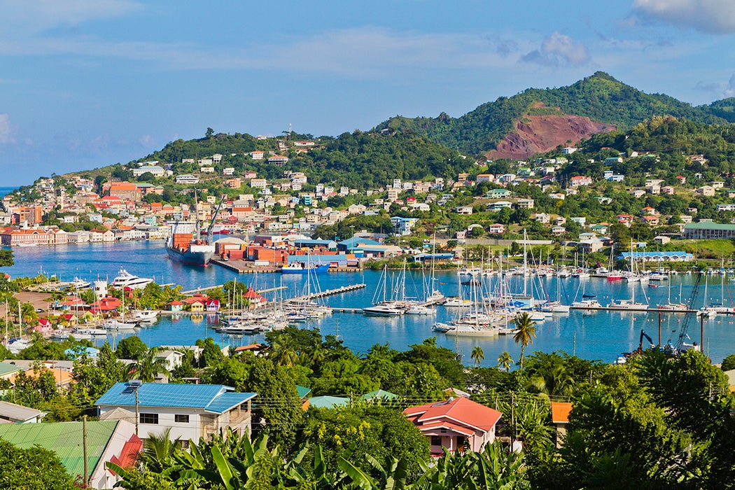 Commercial and tourist docks of St. George's, Grenada.
