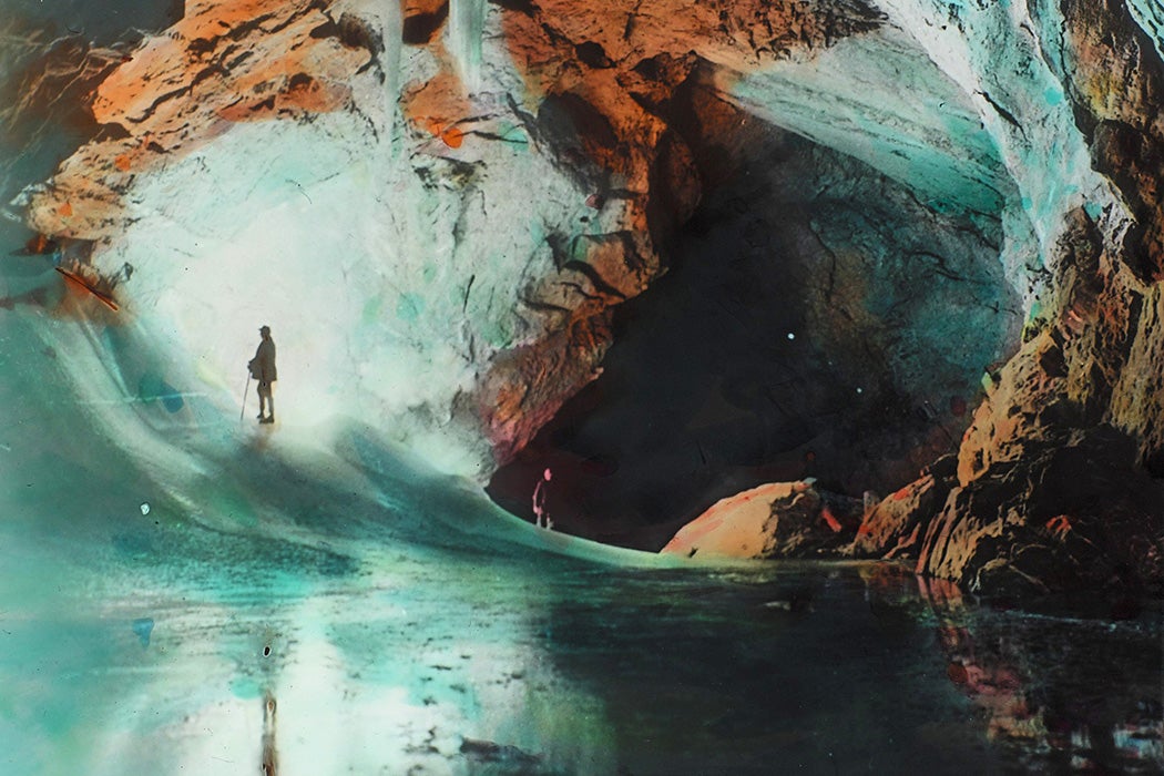 Ice formations in a cave in Werfen, Austria, 1925