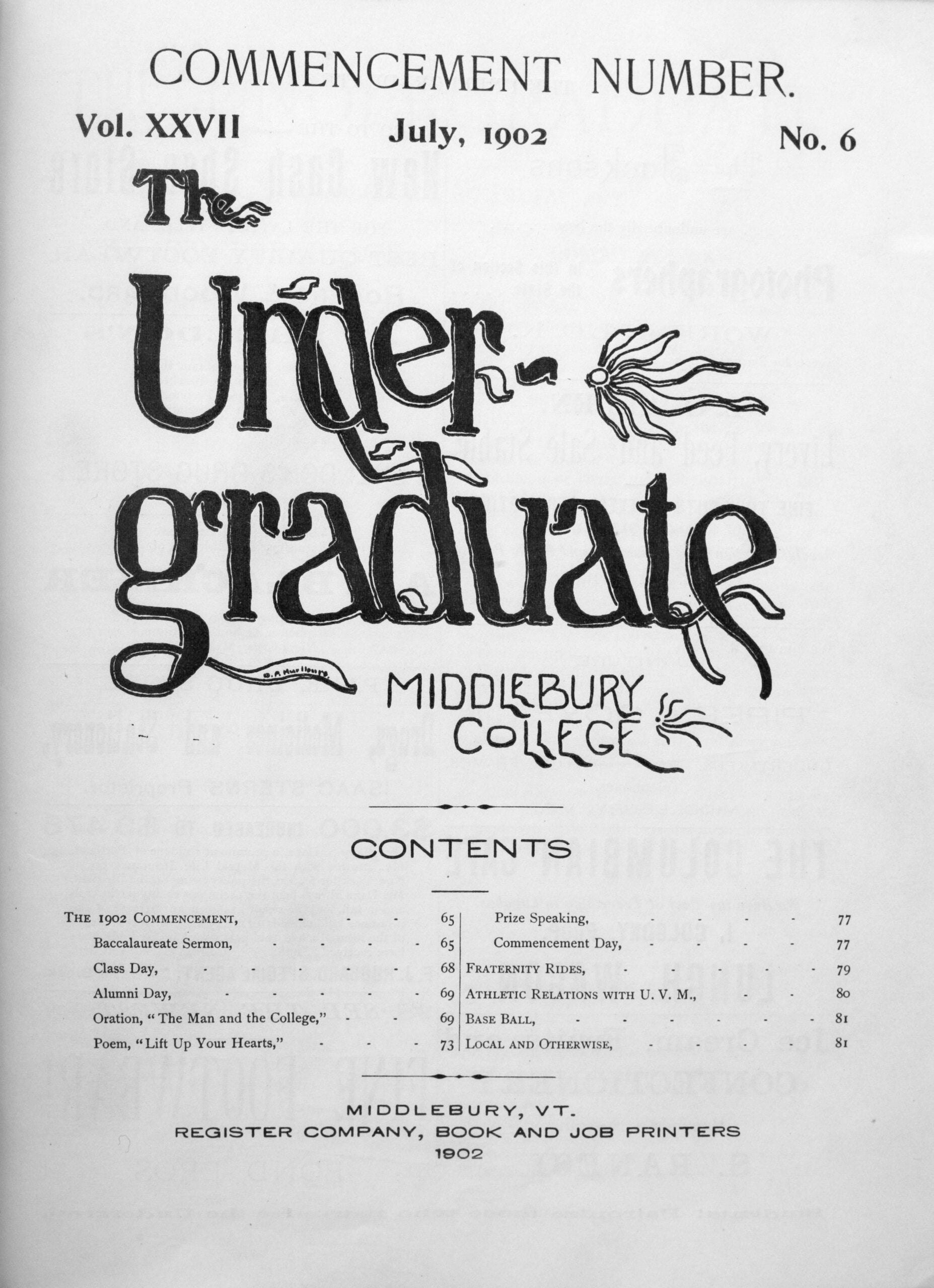 The July 1902 issue of Middlebury College's The Undergraduate.